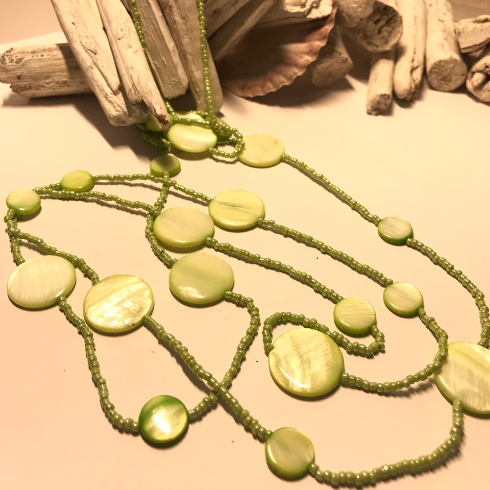 Super Cute Green Beaded Long Necklace